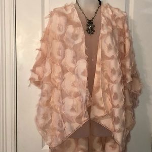 NWT JC SUNNY RUANA with Eyelash Fringe Detail, Pink One Size Fits Most